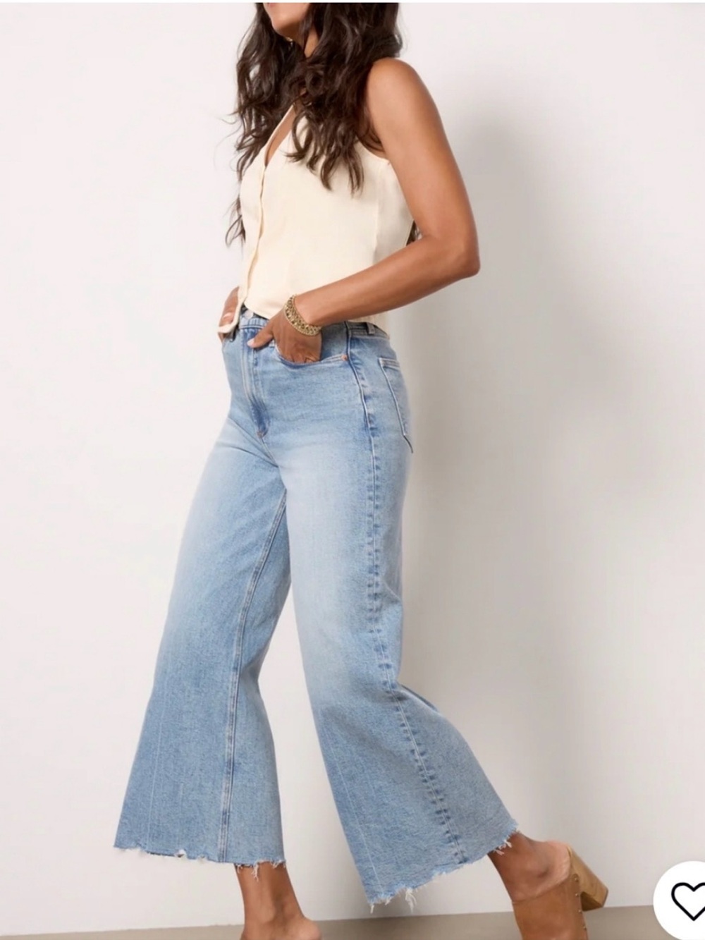 Pistola Petite Izzy High Rise Wide Leg Crop Jeans Strive Light Wash 24P boho